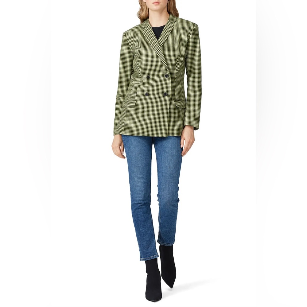 CAPULET Blazer Womens Medium Dylan Double Breasted Green Black Plaid